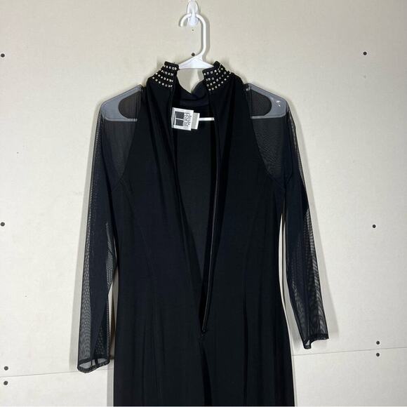 Vintage Tadashi Shoji Floor Length Mesh Rhinestone Dress Size Medium PETITE - Picture 10 of 15